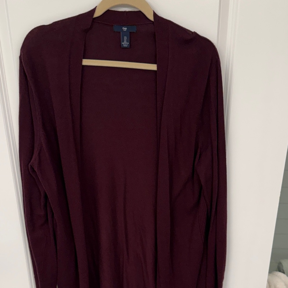 GAP Deep Burgundy Open Cardigan EUC